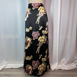 Vintage Satin Maxi Skirt Sz 9/10 Floral Fairy Whimsigoth Grunge 90s Cottagecore